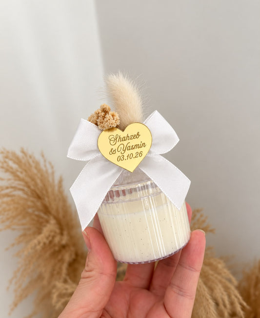 Bougie personnalisée Cristal Love avec médaillon cœur cadeau invité