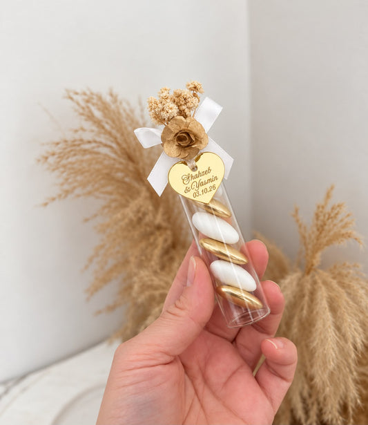Dragée Venise Chic personnalisée cadeau invité avec prénoms et date