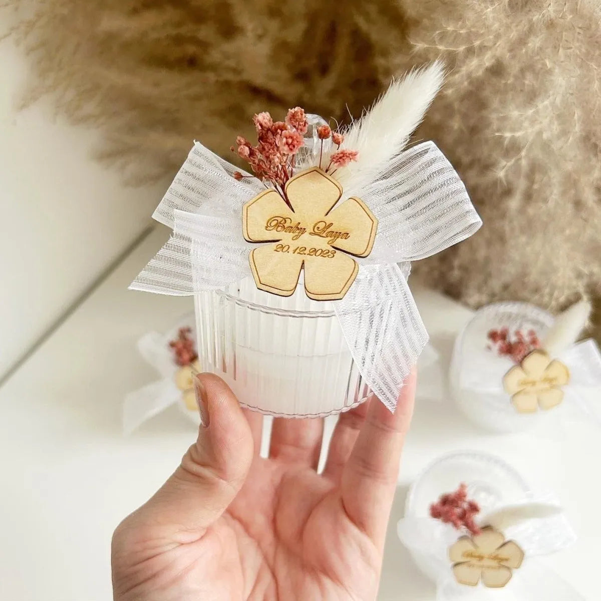 Bougie Florina personnalisée - Cadeau élégant pour invités de baptême ...
